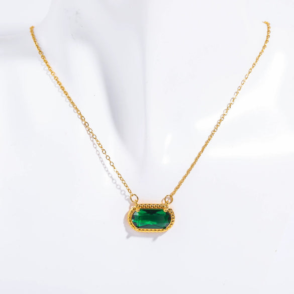 Wholesale Women's Ins Style Geometric Copper Natural Stone Inlaid Necklace Pendant And Bracelet With 18K Gold Electroplating