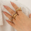 Wholesale Women's Ins Style Geometric Diamondencrusted Stainless Steel Stacking Rings