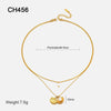 Wholesale Women's Ins Style Geometric Five Pointed Star Stainless Steel Electroplated Double Layer Pearl Shell Clavicle Necklace