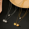 Wholesale Women's Ins Style Geometric Five Pointed Star Stainless Steel Electroplated Double Layer Pearl Shell Clavicle Necklace