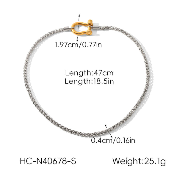 Wholesale Women's Ins Style Geometric Gold Plated Stainless Steel Carabiner Pendant Thick Chain Necklace