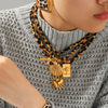 Wholesale Women's Ins Style Geometric Gold Plated Stainless Steel Jewelry Necklaces Bracelets Earrings With Velvet Chain