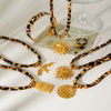 Wholesale Women's Ins Style Geometric Gold Plated Stainless Steel Jewelry Necklaces Bracelets Earrings With Velvet Chain