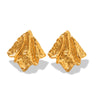 Wholesale Women's Ins Style Geometric Hammer Pattern Design Electroplated Asymmetrical Texture Stainless Steel Earrings