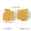 Wholesale Women's Ins Style Geometric Hammer Pattern Design Electroplated Asymmetrical Texture Stainless Steel Earrings