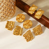 Wholesale Women's Ins Style Geometric Hammer Pattern Design Electroplated Asymmetrical Texture Stainless Steel Earrings