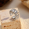 Wholesale Women's Ins Style Geometric Heart Cut Out Stainless Steel 18K Gold Plated Ring