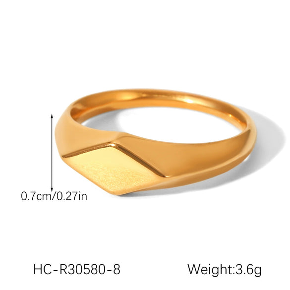 Wholesale Women's Ins Style Geometric Heart Shape And Rhombus Stainless Steel Electroplated Ring Jewelry