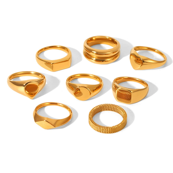 Wholesale Women's Ins Style Geometric Heart Shape And Rhombus Stainless Steel Electroplated Ring Jewelry