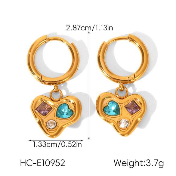 Wholesale Women's Ins Style Geometric Heart Shaped Stainless Steel Electroplated Earrings