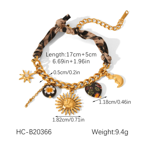 Wholesale Women's Ins Style Geometric Pattern Heart Pendant Jewelry Set Stainless Steel Electroplated Necklace Bracelet Earrings Ring With Cuban Link Chain