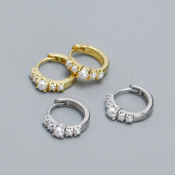 Wholesale Women's Ins Style Geometric Pearl Earrings S925 Silver Electroplated