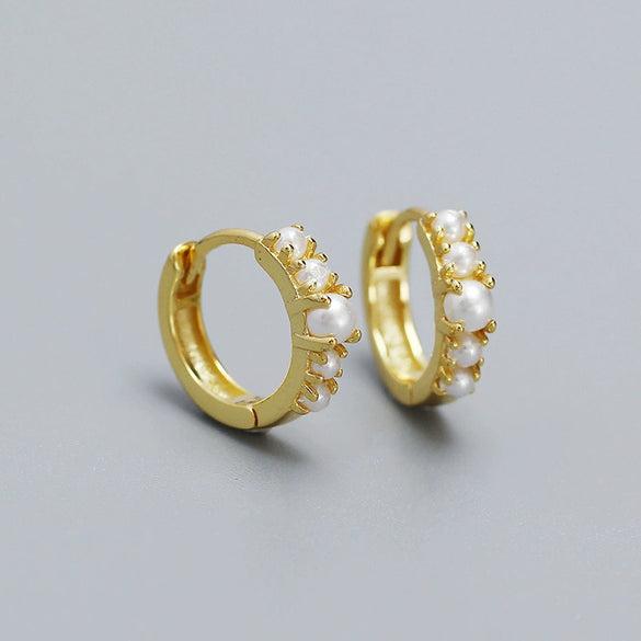 Wholesale Women's Ins Style Geometric Pearl Earrings S925 Silver Electroplated