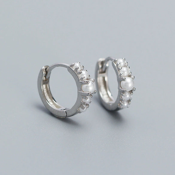 Wholesale Women's Ins Style Geometric Pearl Earrings S925 Silver Electroplated