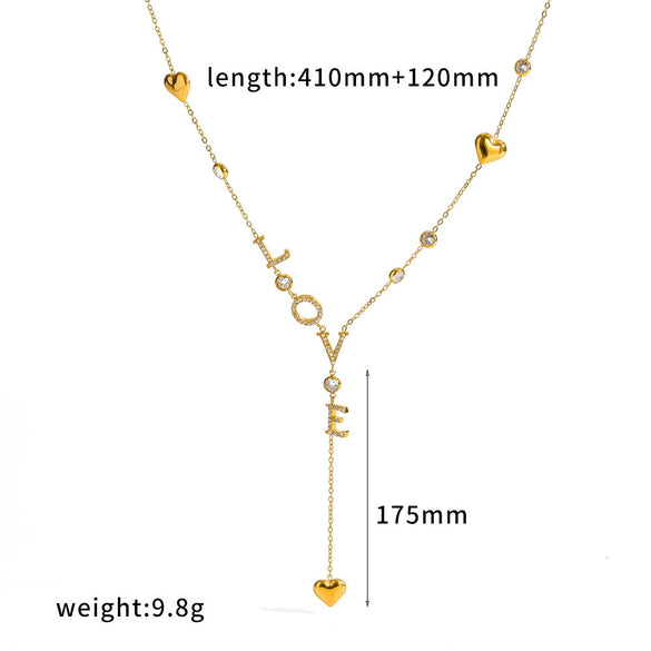 Wholesale Women's Ins Style Geometric Rhinestonestudded Stainless Steel And Titanium Steel Oshaped Chain Necklace With Pvd Furnace Vacuum Real Gold Plating