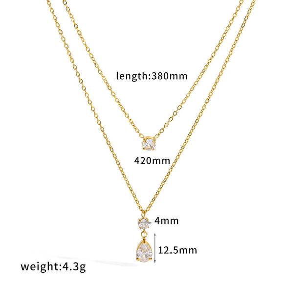 Wholesale Women's Ins Style Geometric Rhinestonestudded Stainless Steel And Titanium Steel Oshaped Chain Necklace With Pvd Furnace Vacuum Real Gold Plating