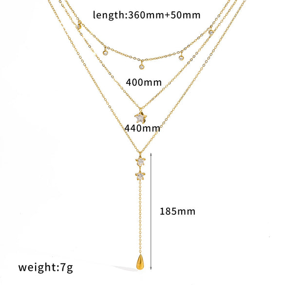 Wholesale Women's Ins Style Geometric Rhinestonestudded Stainless Steel And Titanium Steel Oshaped Chain Necklace With Pvd Furnace Vacuum Real Gold Plating
