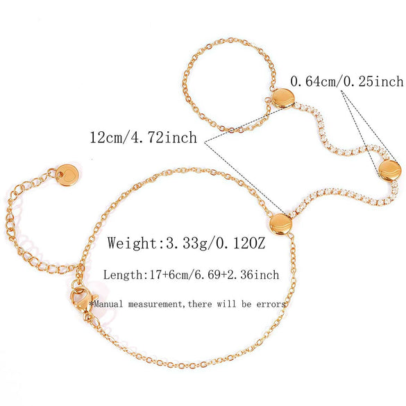 Wholesale Women's Ins Style Geometric Round Zircon Stainless Steel 18K Real Gold Plated Bracelet