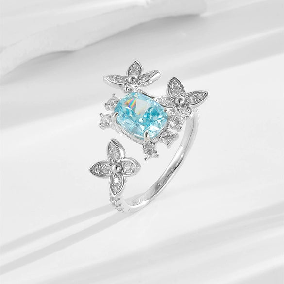 Wholesale Women's Ins Style Geometric 925 Silver Electroplated Open Ring