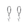 Wholesale Women's Ins Style Geometric Silver Needle Copper Electroplated Lightning Pendant Earrings