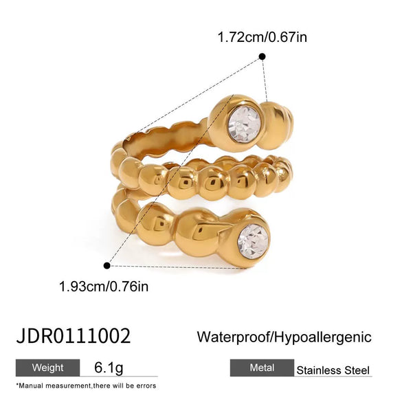 Wholesale Women's Ins Style Geometric Stainless Steel Electroplated Adjustable Open Ring