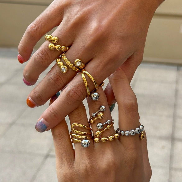 Wholesale Women's Ins Style Geometric Stainless Steel Electroplated Adjustable Open Ring