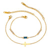 Wholesale Women's Ins Style Geometric Stainless Steel Electroplated Birthstone Bracelet Set