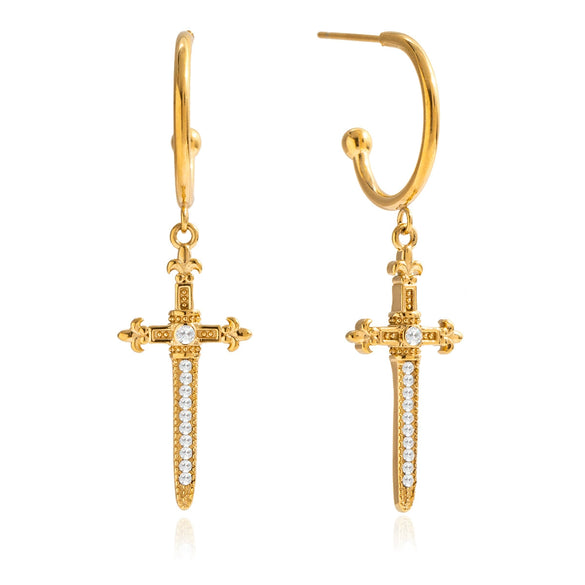 Wholesale Women's Ins Style Geometric Stainless Steel Electroplated Cross Earrings