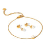 Wholesale Women's Ins Style Geometric Stainless Steel Electroplated Earrings And Bracelet Jewelry
