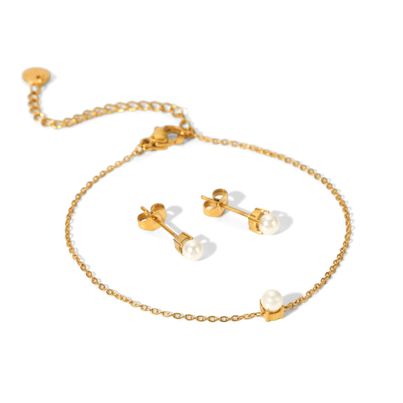Wholesale Women's Ins Style Geometric Stainless Steel Electroplated Earrings And Bracelet Jewelry