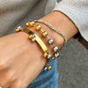 Wholesale Women's Ins Style Geometric Stainless Steel Electroplated Snake Bone Chain Threelayer Wrapped Ball Bracelet