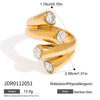 Wholesale Women's Ins Style Geometric Stainless Steel Electroplated Wave Double Line Opening Ring Jewelry