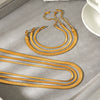 Wholesale Women's Ins Style Geometric Stainless Steel Flat Snake Chain Electroplated Necklace