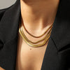 Wholesale Women's Ins Style Geometric Stainless Steel Flat Snake Chain Electroplated Necklace