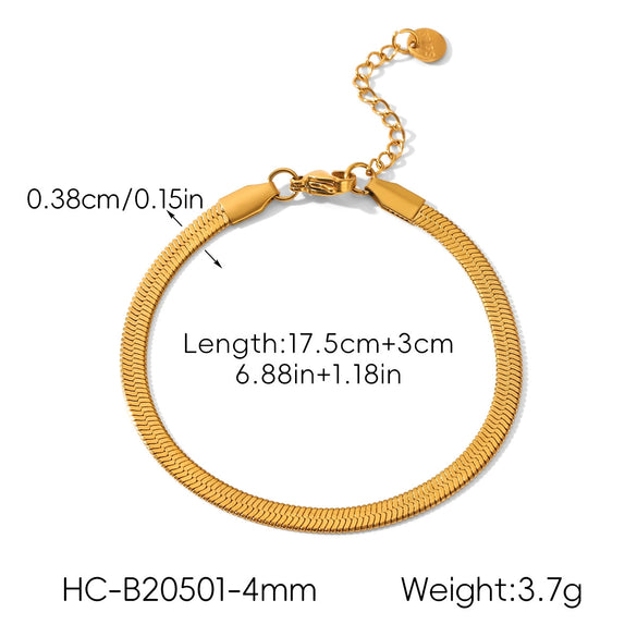 Wholesale Women's Ins Style Geometric Stainless Steel Flat Snake Chain Electroplated Necklace