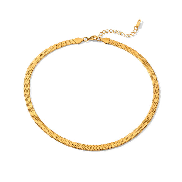 Wholesale Women's Ins Style Geometric Stainless Steel Flat Snake Chain Electroplated Necklace