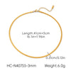 Wholesale Women's Ins Style Geometric Stainless Steel Flat Snake Chain Electroplated Necklace