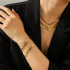 Wholesale Women's Ins Style Geometric Stainless Steel Flat Snake Chain Electroplated Necklace
