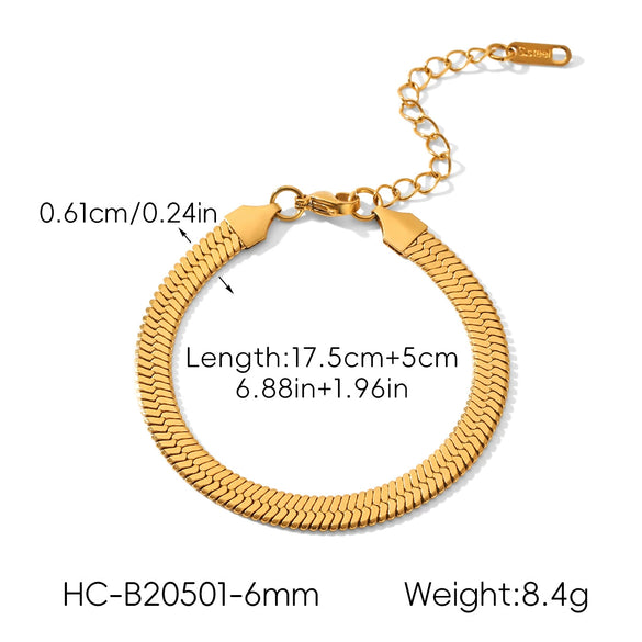 Wholesale Women's Ins Style Geometric Stainless Steel Flat Snake Chain Electroplated Necklace