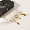 Wholesale Women's Ins Style Geometric Stainless Steel Jewelry Set With Pvd Furnace Vacuum Real Gold Plating Pendant Necklace And Earrings