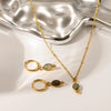Wholesale Women's Ins Style Geometric Stainless Steel Jewelry Set With Pvd Furnace Vacuum Real Gold Plating Pendant Necklace And Earrings
