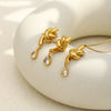 Wholesale Women's Ins Style Geometric Stainless Steel 18K Goldplated Knotted Water Drop Zircon Earrings And Necklace Jewelry