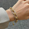 Wholesale Women's Ins Style Geometric Stainless Steel Oval Chain Bracelet With 18K Gold Vacuum Plating