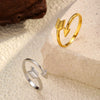 Wholesale Women's Ins Style Geometric Stainless Steel Titanium Steel Ring With Vacuum Real Gold Plating In Pvd Furnace