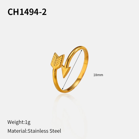 Wholesale Women's Ins Style Geometric Stainless Steel Titanium Steel Ring With Vacuum Real Gold Plating In Pvd Furnace