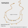 Wholesale Women's Ins Style Geometric Star Diamond 18K Gold Plated Stainless Steel Doublelayer Stacking Necklace