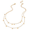 Wholesale Women's Ins Style Geometric Star Diamond 18K Gold Plated Stainless Steel Doublelayer Stacking Necklace
