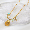 Wholesale Women's Ins Style Geometric Star Stainless Steel 18K Gold Plated Pendant Necklace