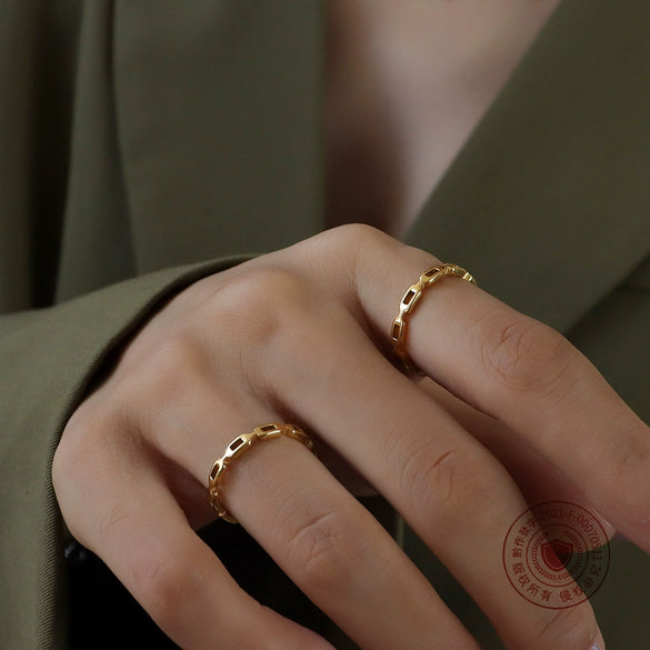 Wholesale Women's Ins Style Geometric Titanium Steel Electroplated Ring