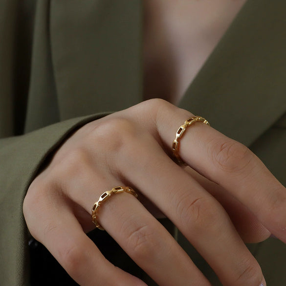 Wholesale Women's Ins Style Geometric Titanium Steel Electroplated Ring